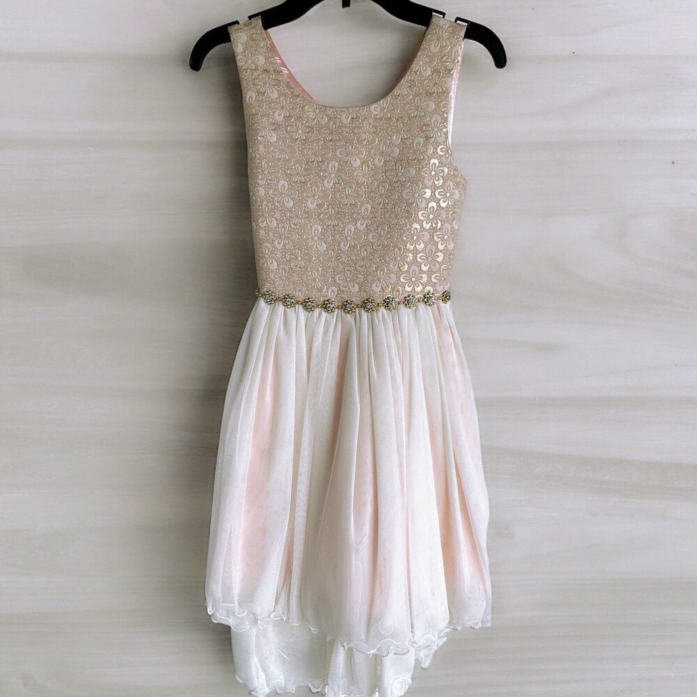Girls Couture American Princess Pink Gold Rhinestone Tulle Formal Dress 12